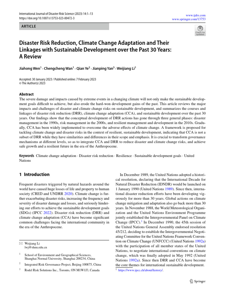 Disaster Risk and Climate Change Review | PDF | Intergovernmental Panel ...