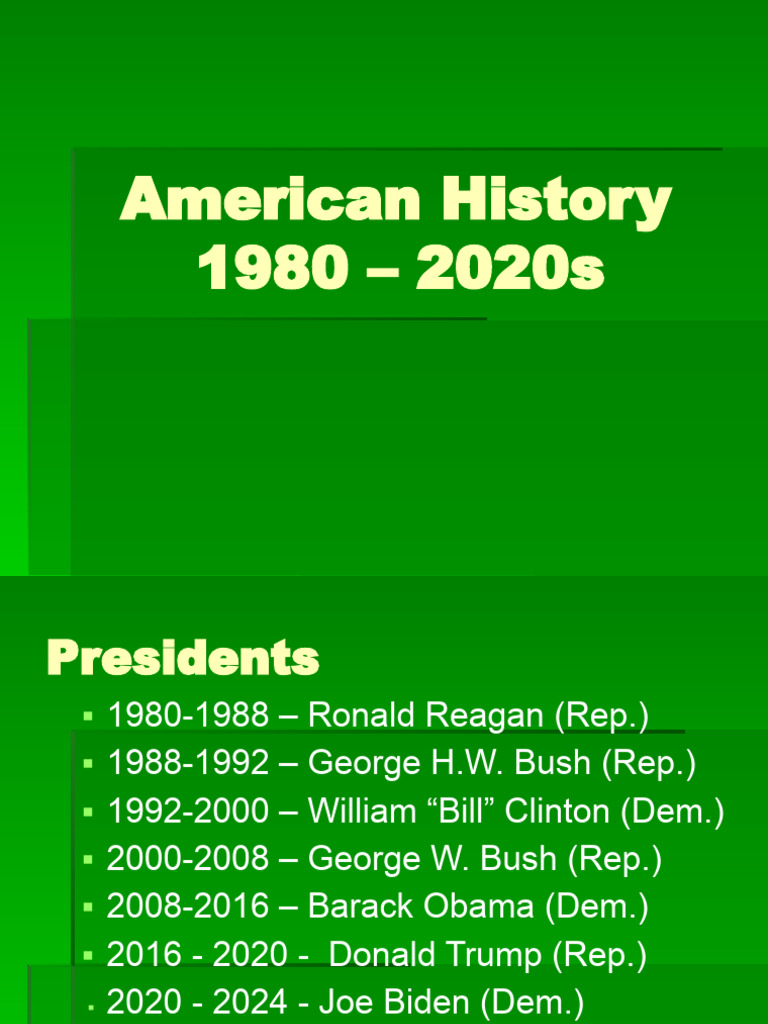 U.S. Presidents and Events: 1980-2024 | PDF | George H. W. Bush ...