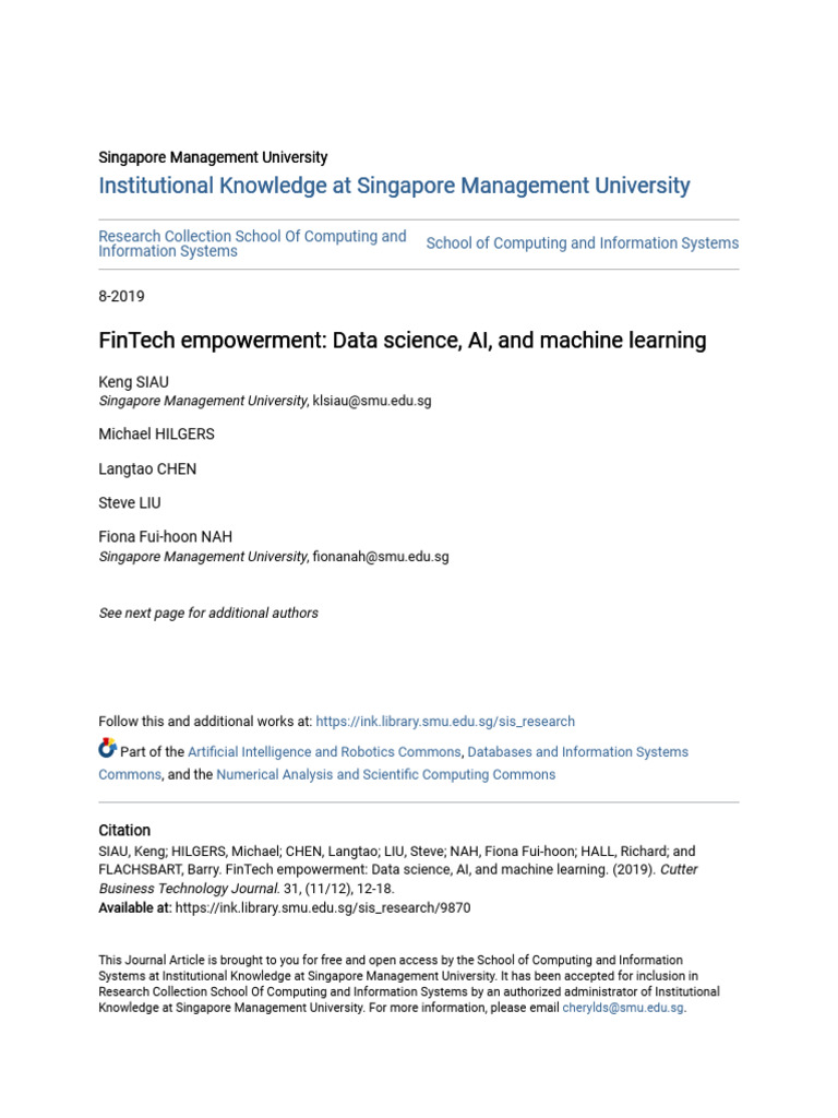 FinTech Empowerment - Data Science AI and Machine Learning | PDF