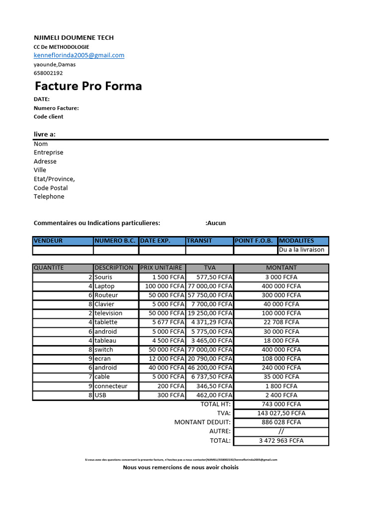 Facture Pro Forma avec TVA | PDF | Ingénierie informatique | Matériel ...