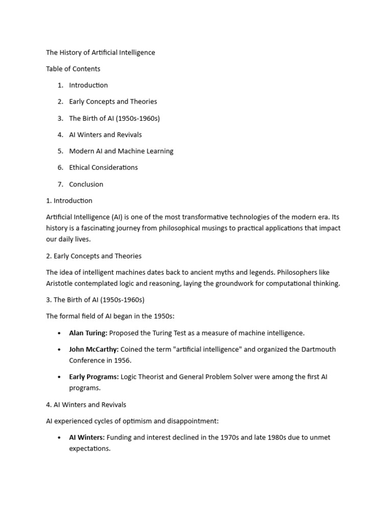 The History of Artificial Intelligence | PDF