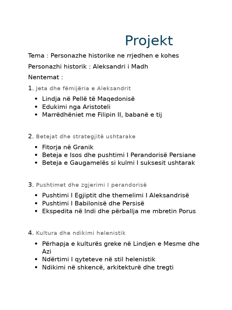 Projekti I Historise | PDF