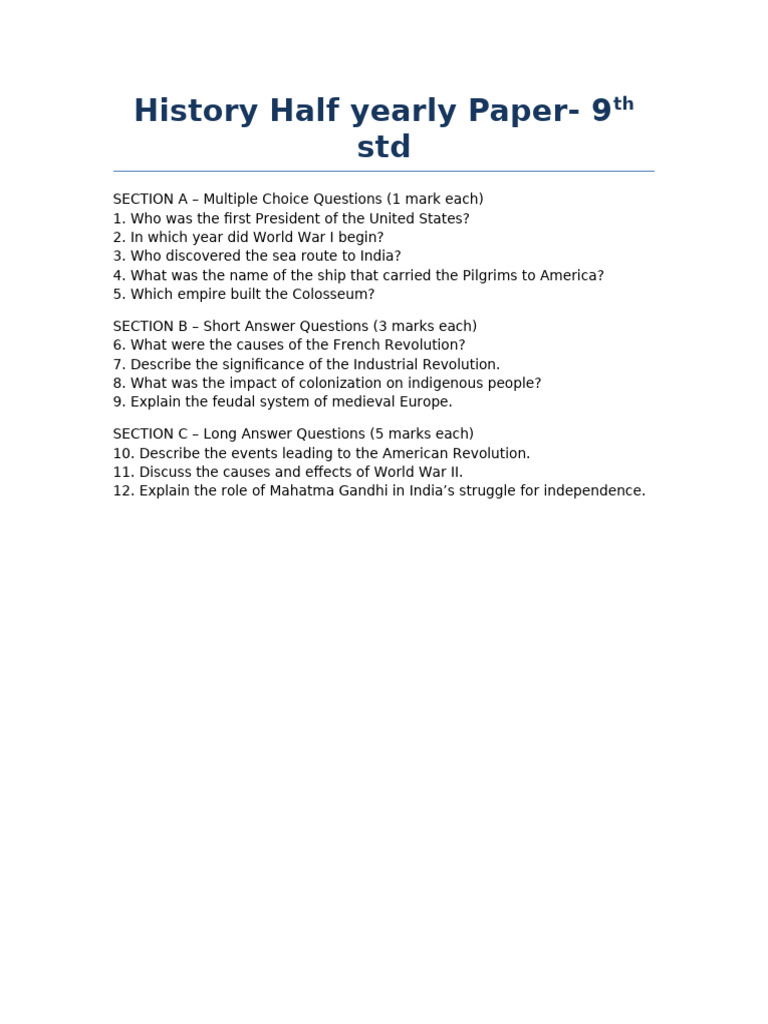 History 9th STD | PDF