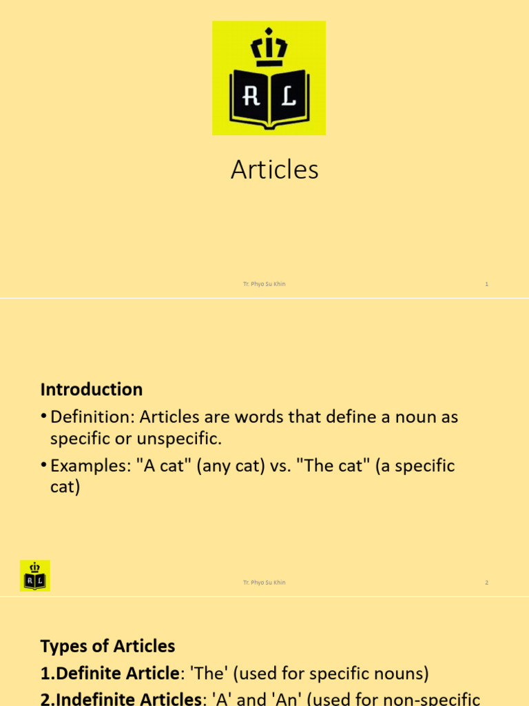 Understanding Articles: Types & Usage | PDF