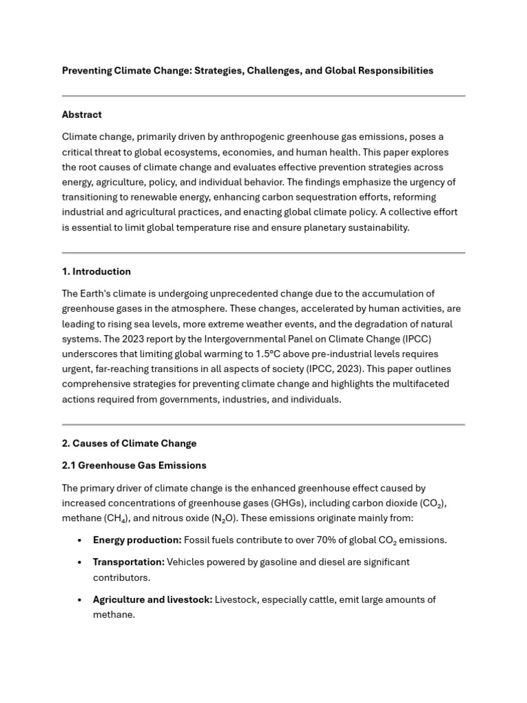Strategies to Prevent Climate Change | PDF | Climate Change Mitigation ...