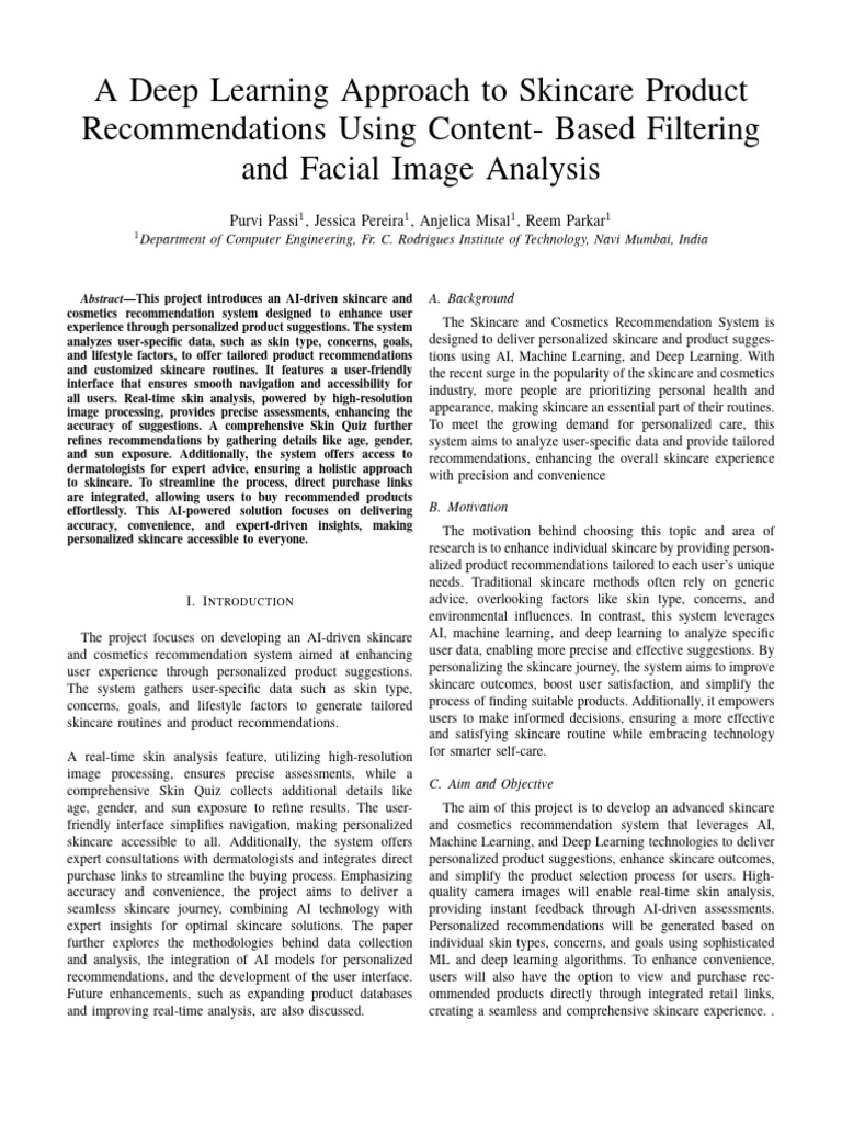 AI-Driven Skincare Product Recommendations | PDF | Machine Learning ...