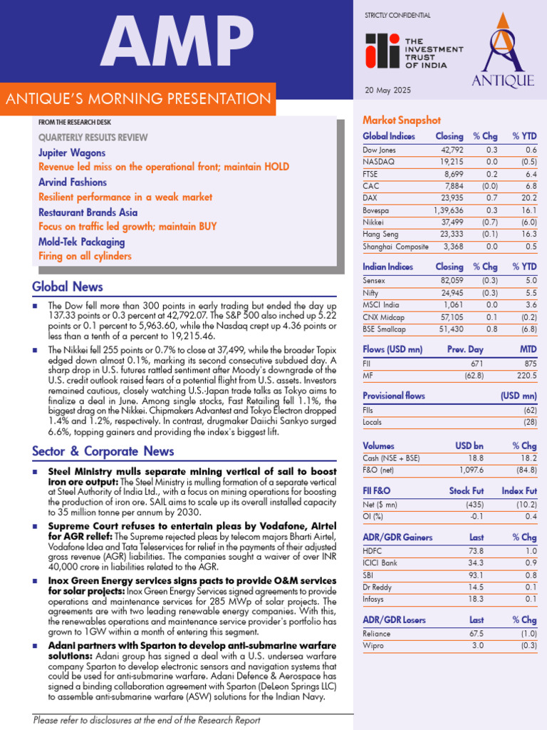Market Update: Global & Indian Indices | PDF