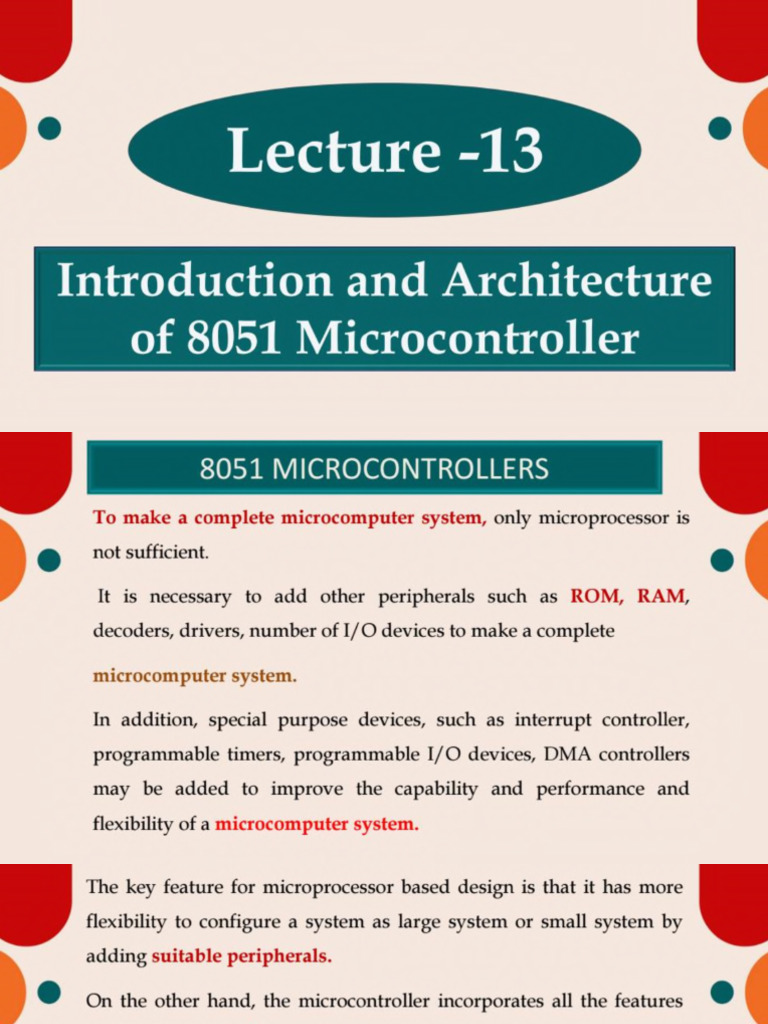 Lecture-13 - Introduction and Architecture of 8051 Microcontroller - 01 ...