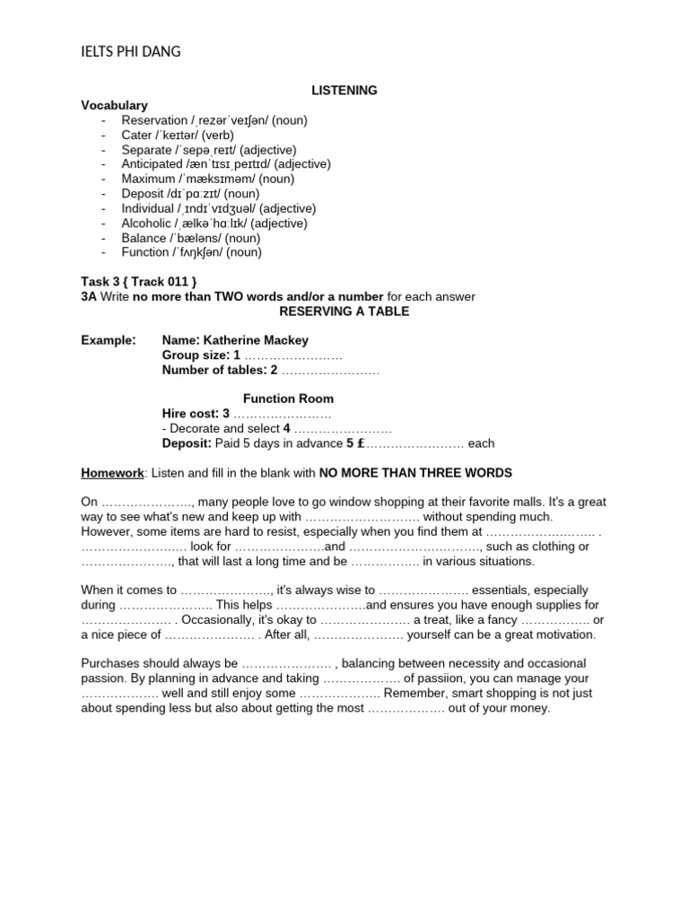 IELTS Listening Vocabulary Guide | PDF | Adjective | Shopping Mall