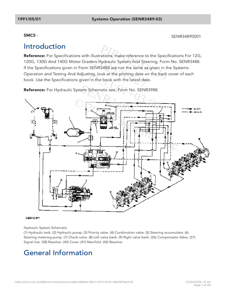Hydraulic System Overview for Graders | PDF | Pump | Valve