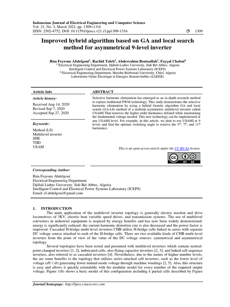 GA-LS Hybrid Algorithm for 9-Level Inverter | PDF | Power Inverter ...