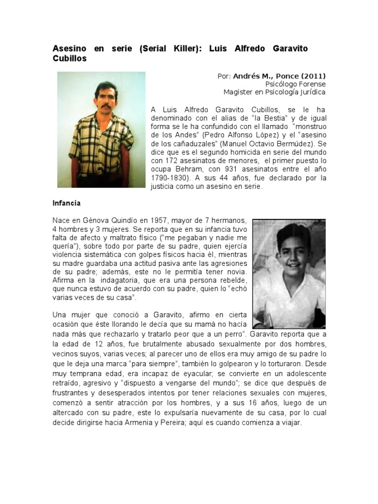El asesino en serie Luis Garavito Su infancia traumática, modus