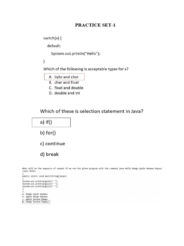 Java Programming Practice Questions | PDF | Method (Computer ...