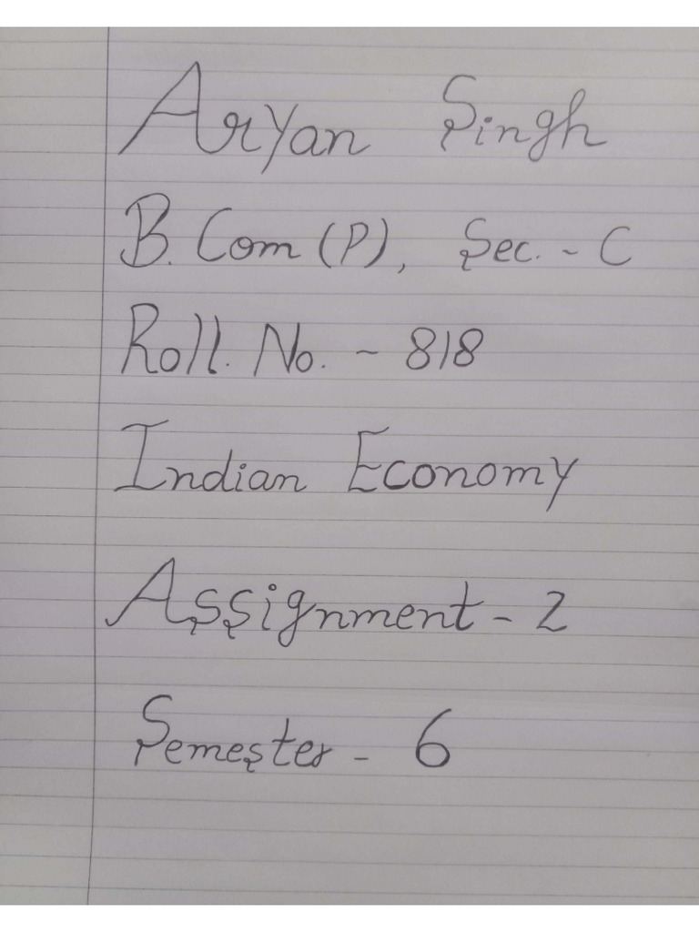 Indian Economy Assignment - 2 | PDF