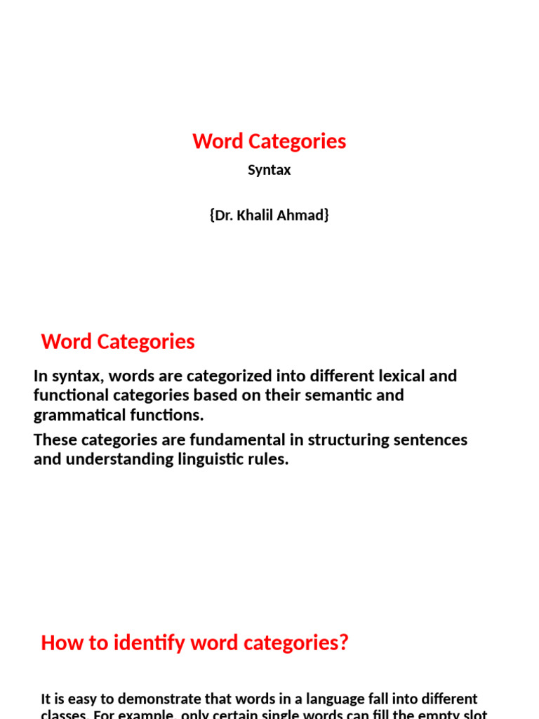 Word Categories-I | PDF | Word | Adjective