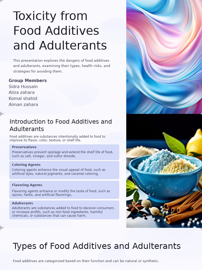 Toxicity From Food Additives and Adulterants | PDF | Foods | Organic Foods