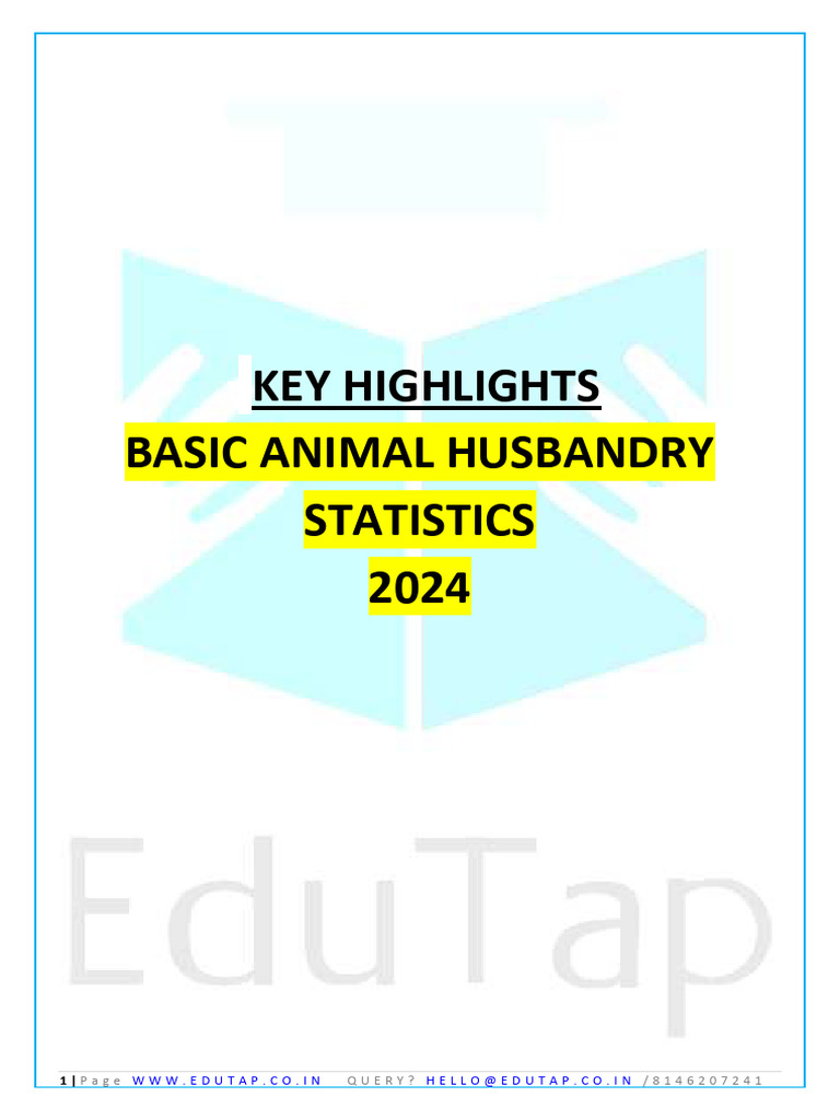 Basic Animal Husbandry Statistics 2024 | PDF | Livestock | Agriculture