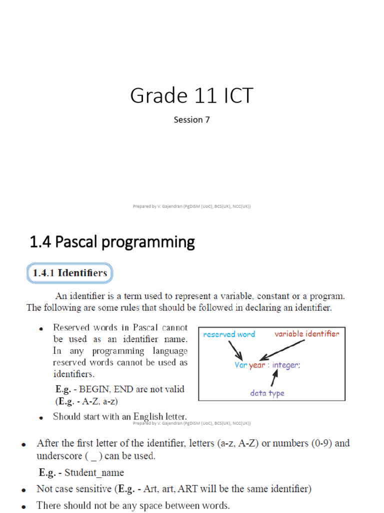 Grade 11 ICT: Pascal Programming Guide | PDF