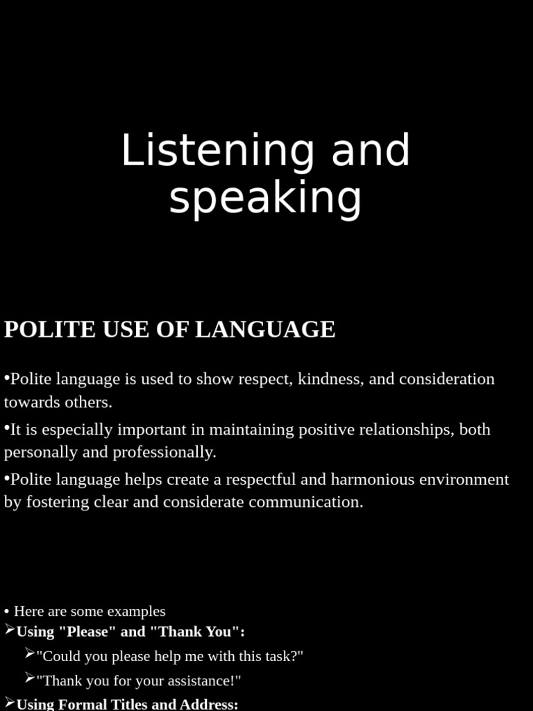 Listening and Speaking | PDF | Body Language | Nonverbal Communication