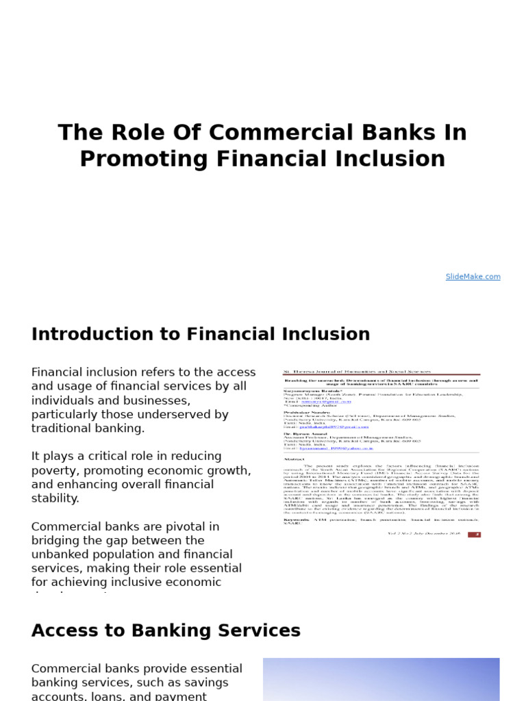 Commercial Banks and Financial Inclusion | PDF | Financial Inclusion ...