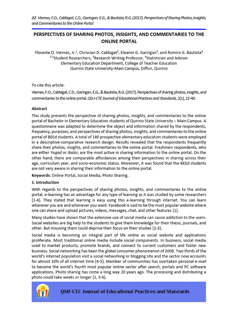 Perspectives of Sharing Photos, Insights, and Commentaries To The ...
