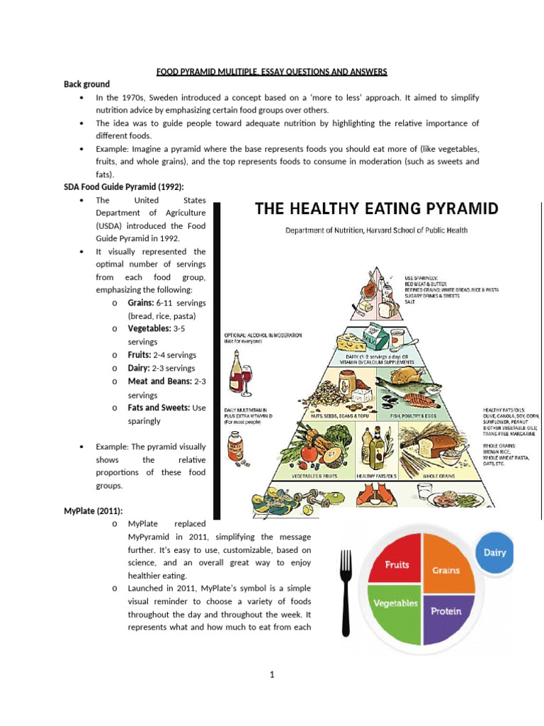 Food Pyramid: Key Concepts & MCQs | PDF | Healthy Diet | Foods