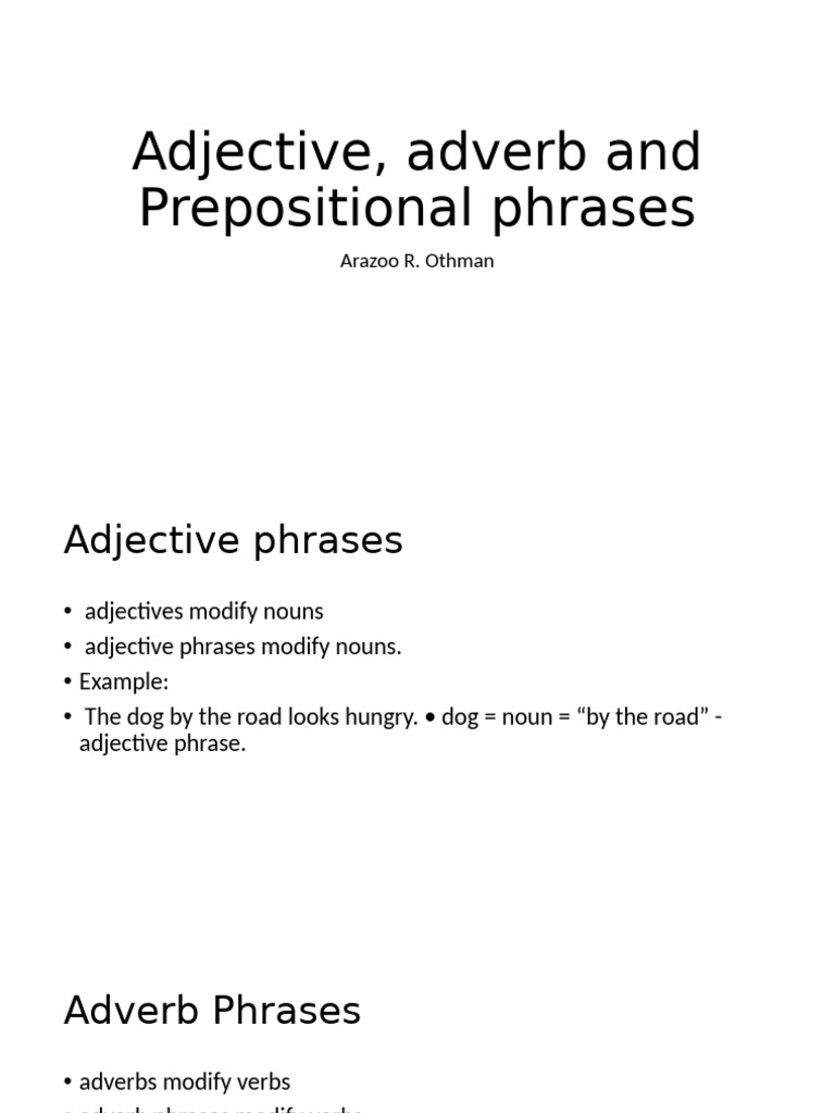 Adjective and Adverb Phrases Explained | PDF