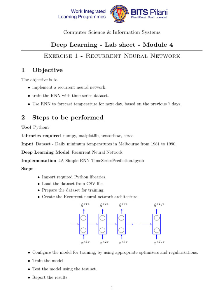 DL Lab 4a RNN Vanilla | PDF