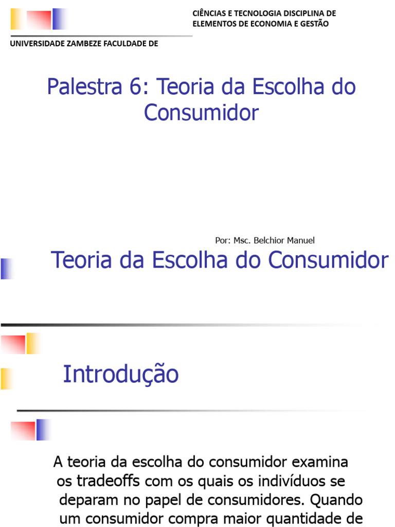Teoria da Escolha do Consumidor | PDF | Utilidade | Economias