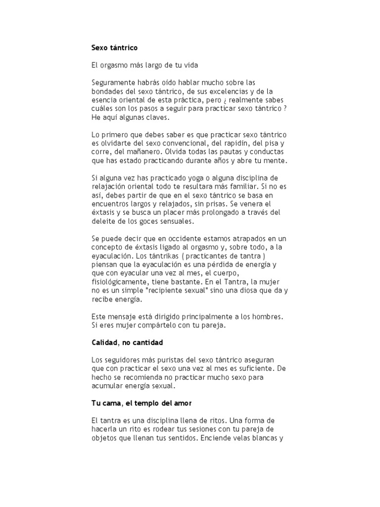 Sexo Tántrico Orgasmo Tantra - 