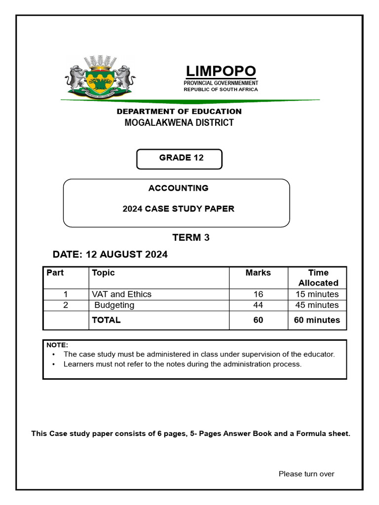 Grade 12 Accounting Case Study 2024 | PDF | Dividend | Equity (Finance)
