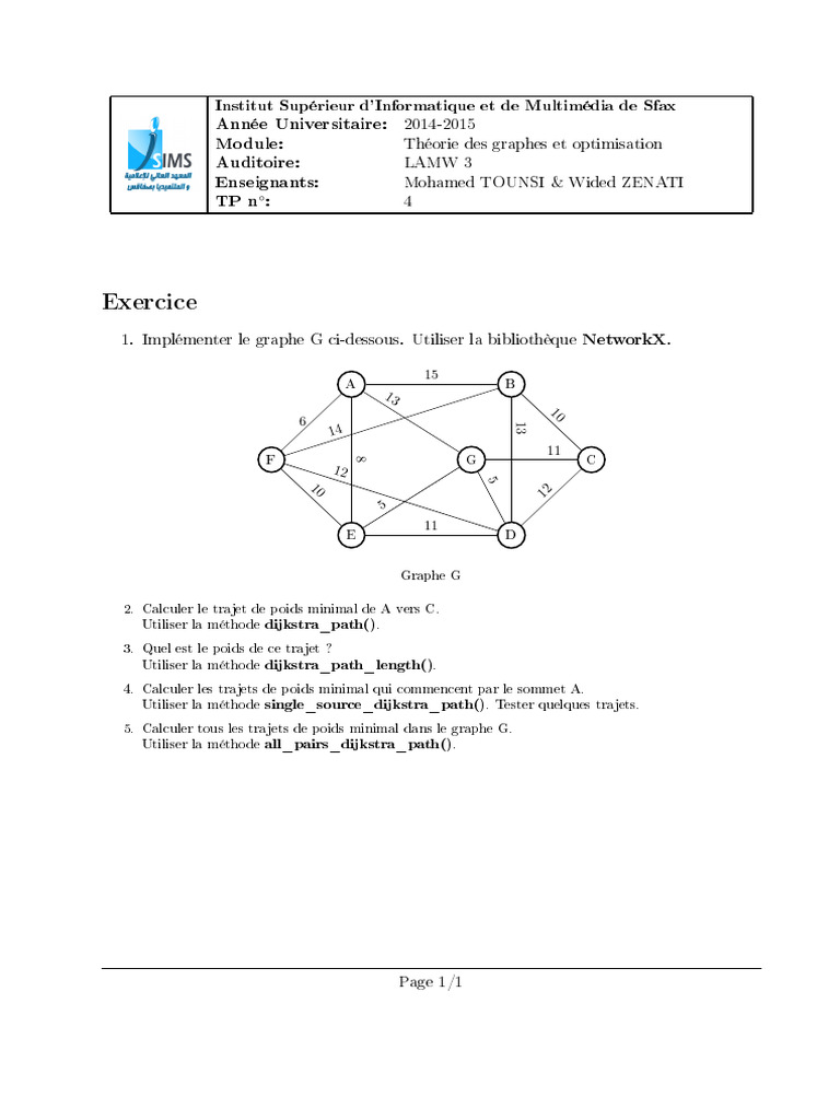 Dijkstra et Graphes avec NetworkX | PDF