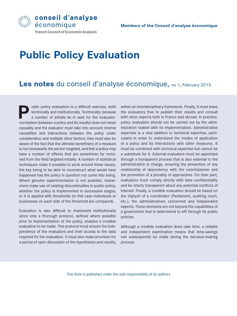 Challenges in Public Policy Evaluation | PDF | Experiment | Taxes
