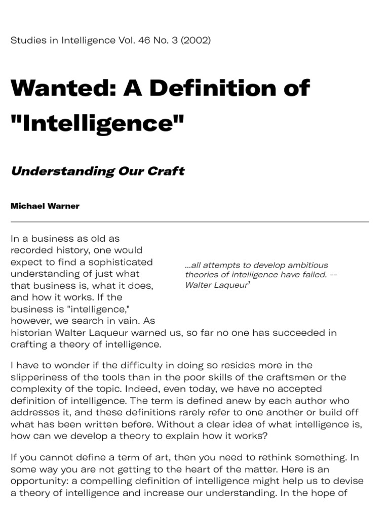 Defining Intelligence: A Comprehensive Overview | PDF ...