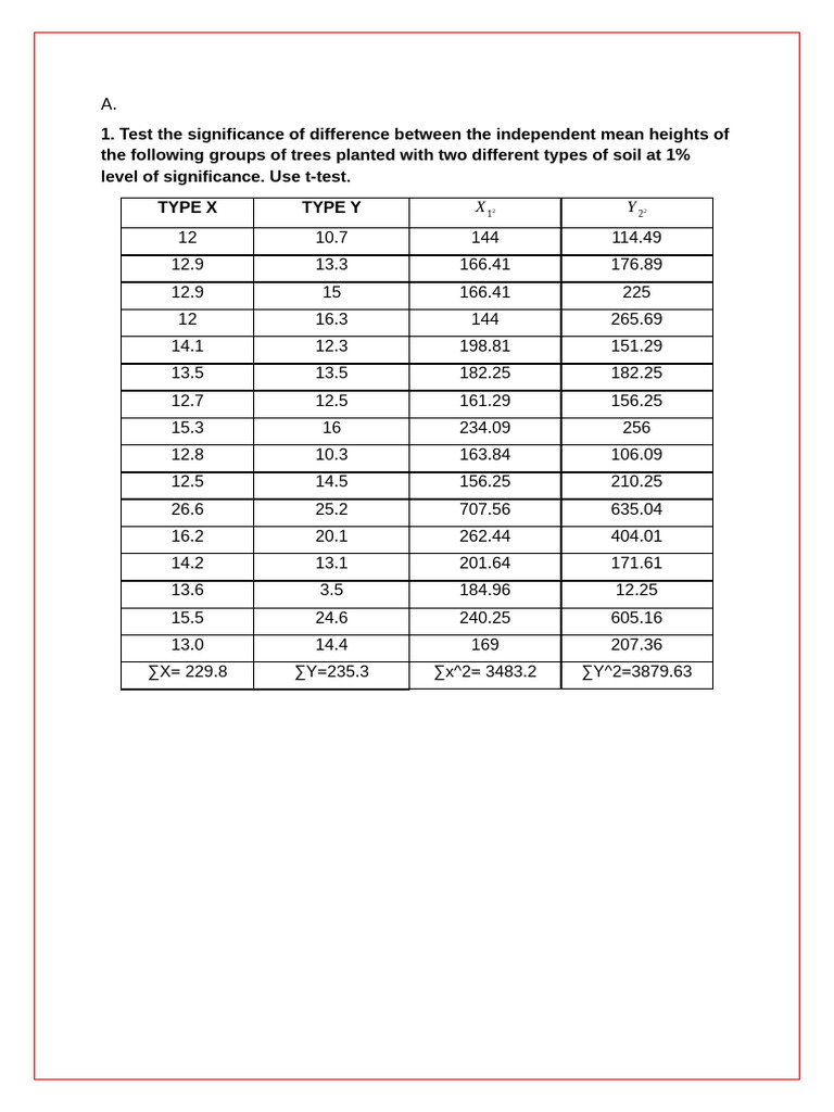 Statistical Tests for Tree Heights and Student Performance | PDF ...
