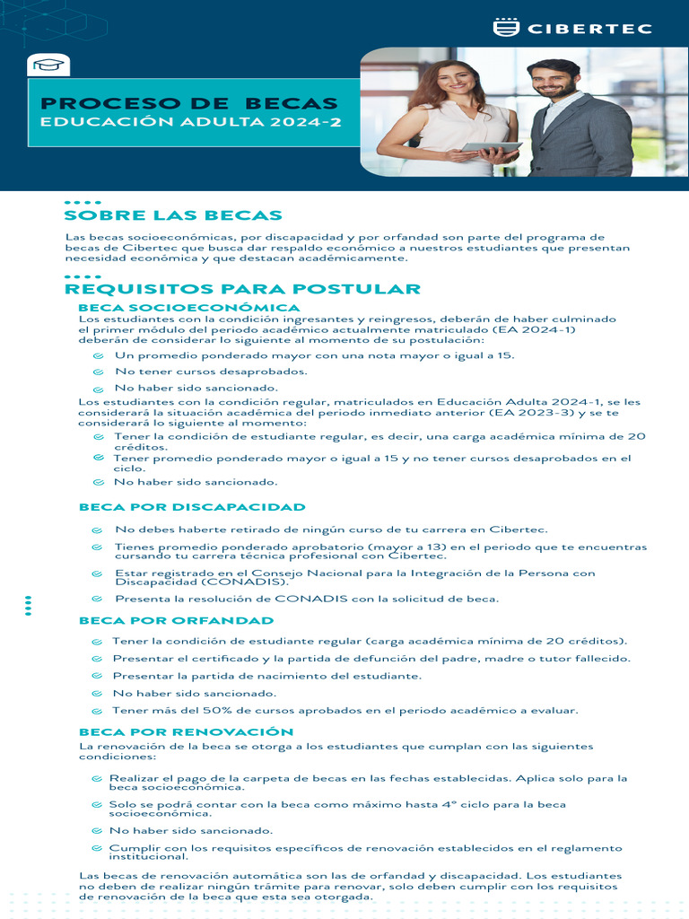 Becas Educación Adulta Cibertec 2024-2 | PDF