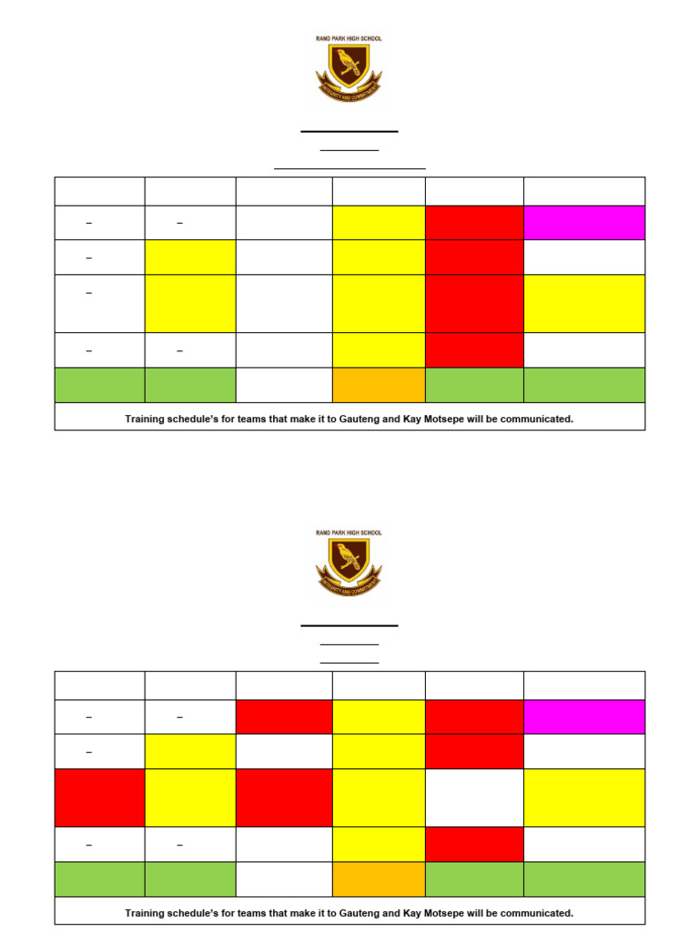 RPHS Netball Training Times Mei and June 2025 | PDF