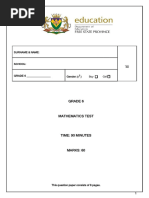 Grade 6 Term 2 Maths Test 2025 | PDF | Litre