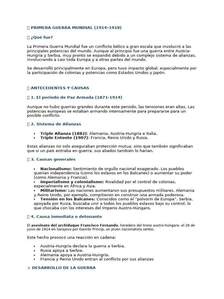 Causas y Consecuencias de la Primera Guerra Mundial | PDF | Austria ...