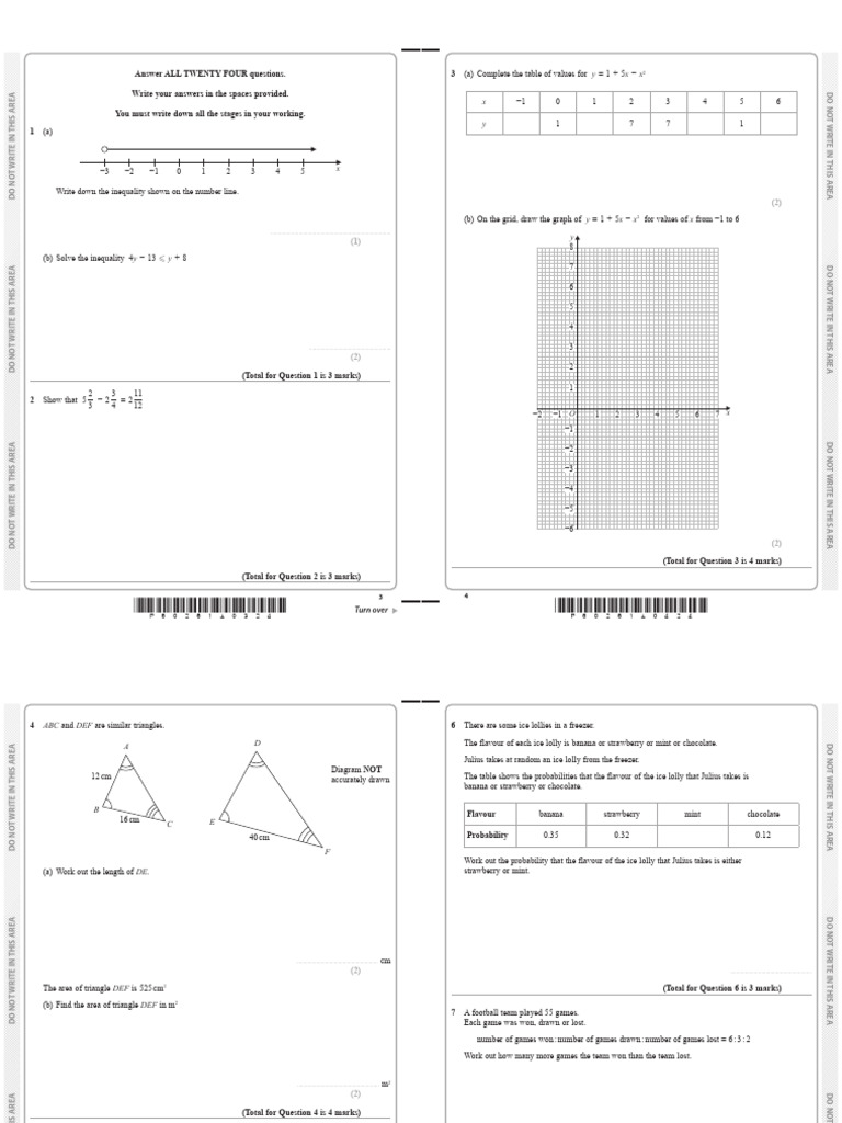 Math Exam Questions and Solutions | PDF | Area | Elementary Mathematics