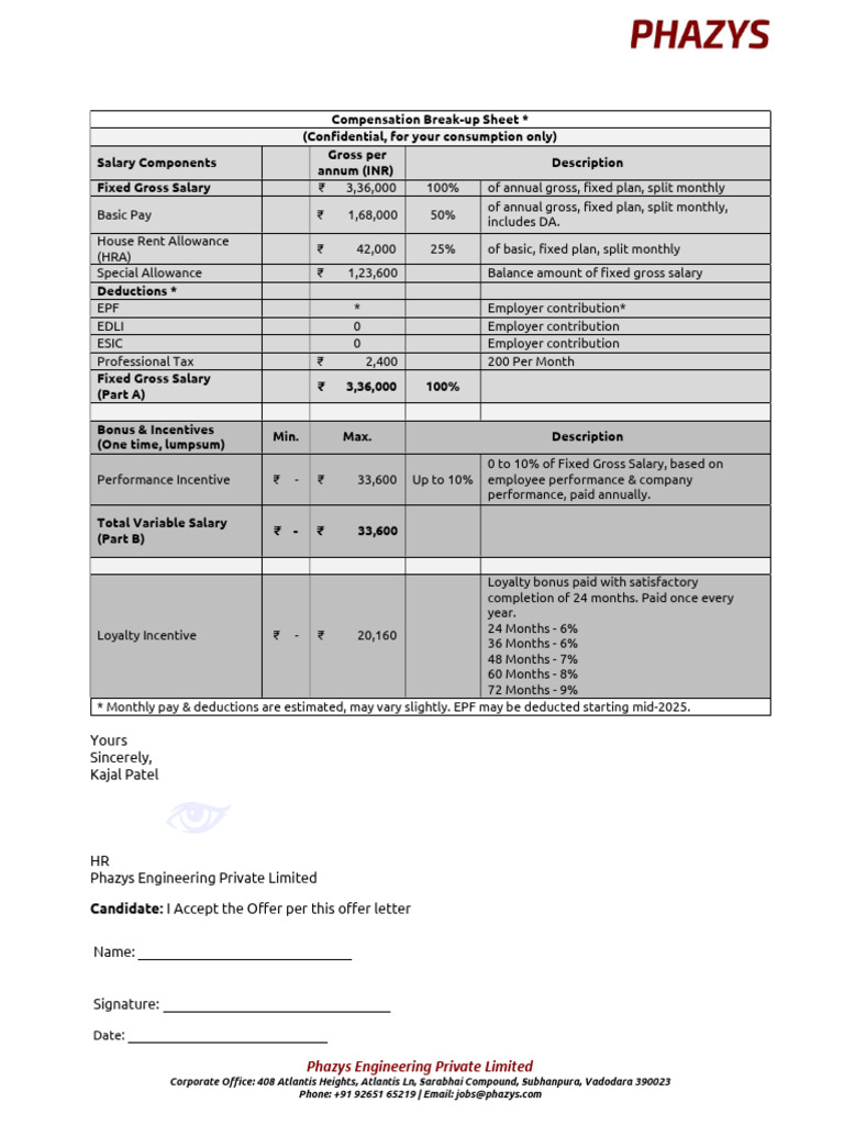 EPF Contribution Breakdown at Phazys | PDF | Salary | Economies