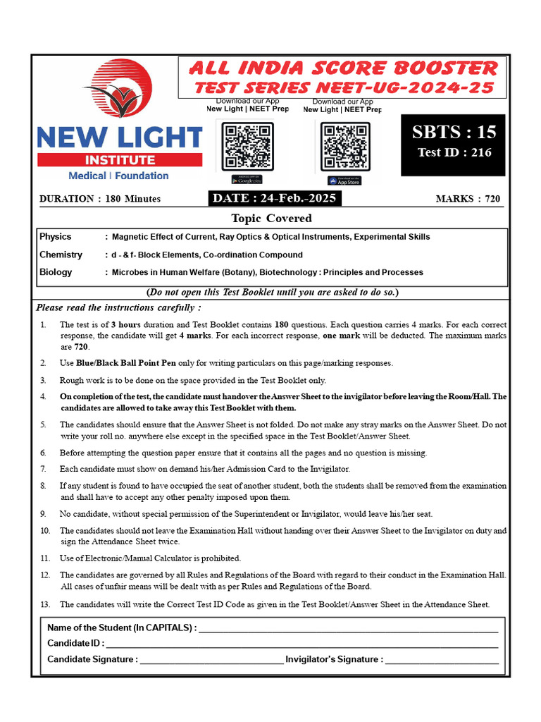 SBTS-15 (24-Feb-2025) (EH) Paper | PDF | Electromagnetic Spectrum ...
