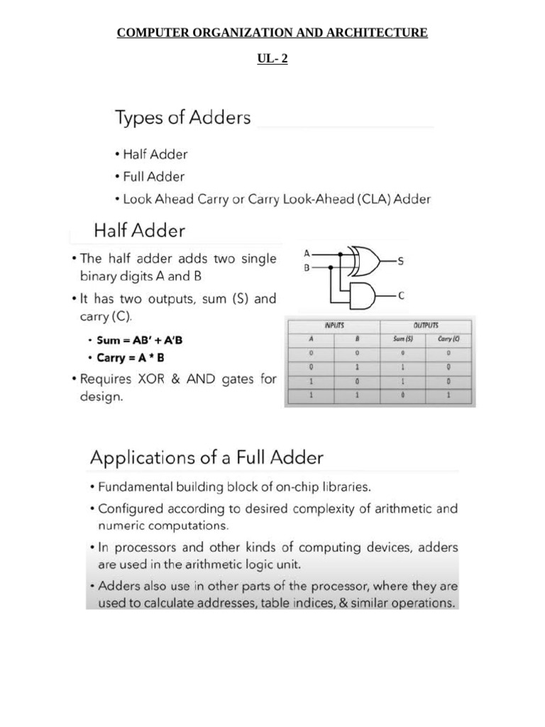 Coa Class Notes Ul 2 27112023 | PDF