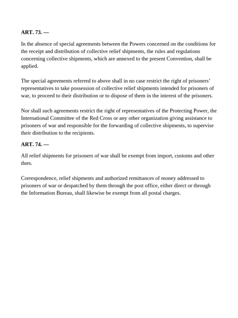 ART 73 74 Relief Shipments | PDF