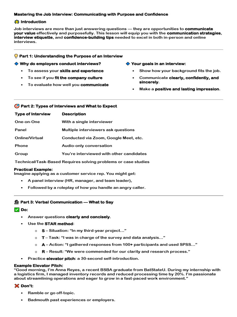 Mastering Interview Skills Guide | PDF | Job Interview | Communication