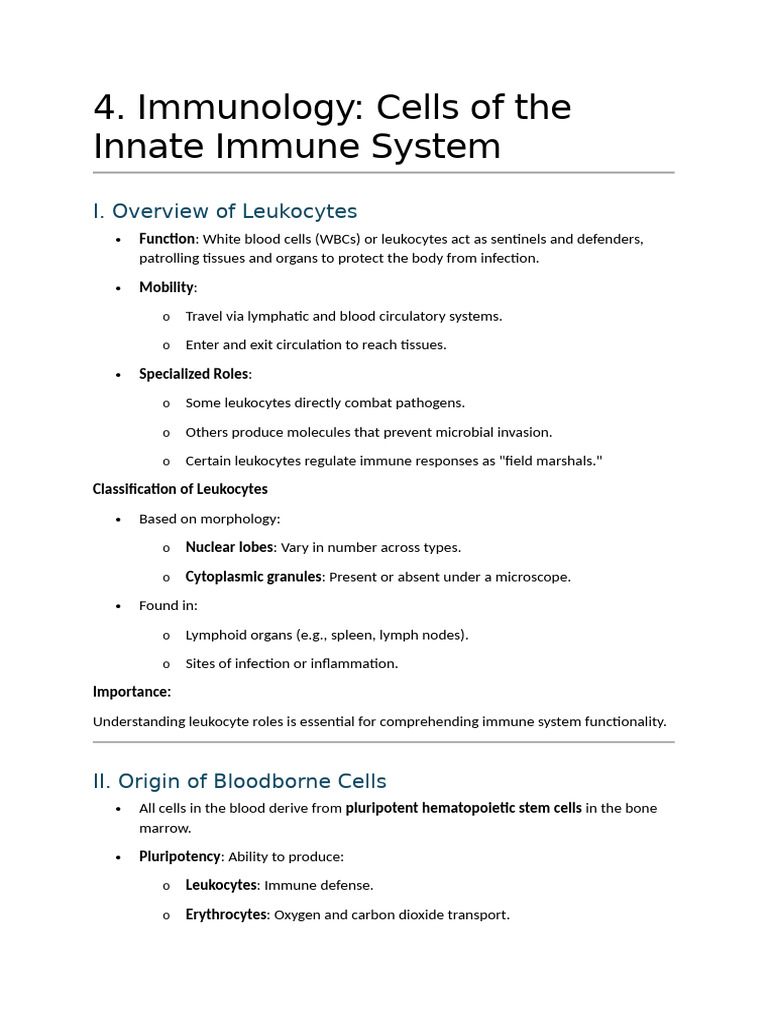 Immunology - Cells of The Innate | PDF | White Blood Cell | Granulocyte
