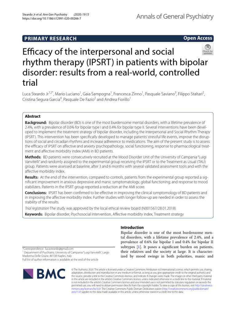 Efficaci of IPPSR - Sara Martínez Camarillo | PDF | Bipolar Disorder ...