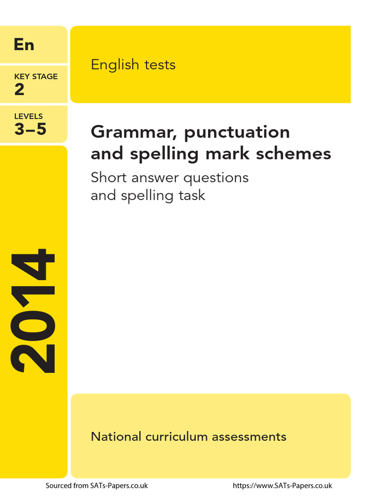2014 KS2 English SPAG Mark Schemes | PDF | Part Of Speech | Linguistics