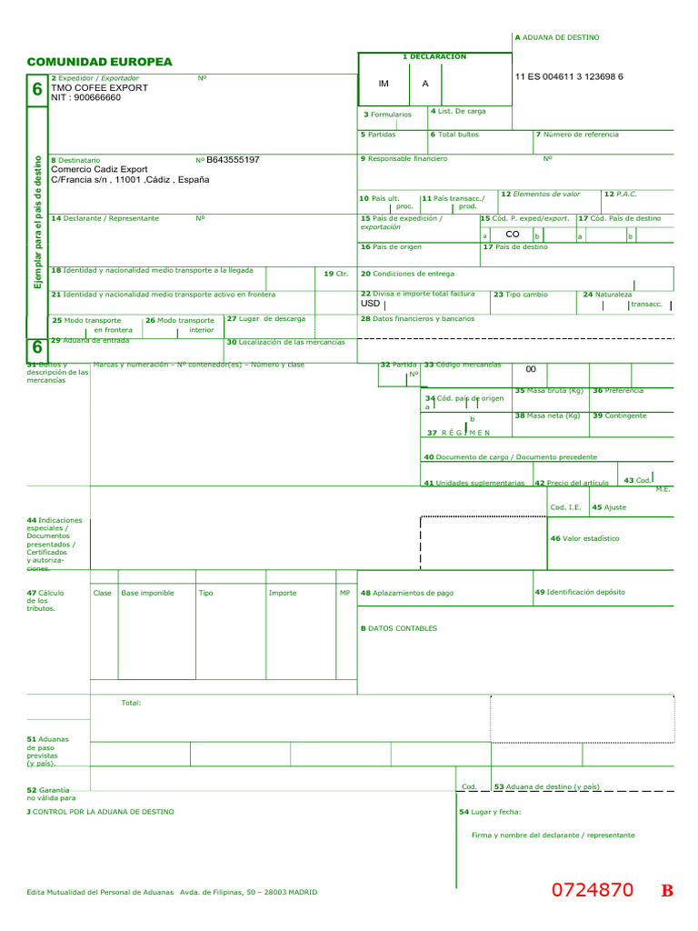 Ejemplo Dua 07 00 Pdf Aduana