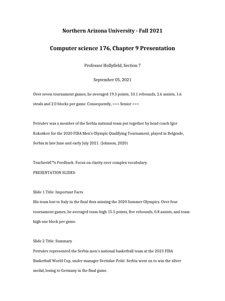 Computer Science 176 Chapter 9 Presentation | PDF